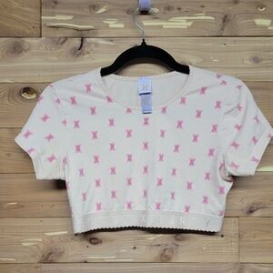 Savage X Fenty Pink Patterned Cream Crop Top